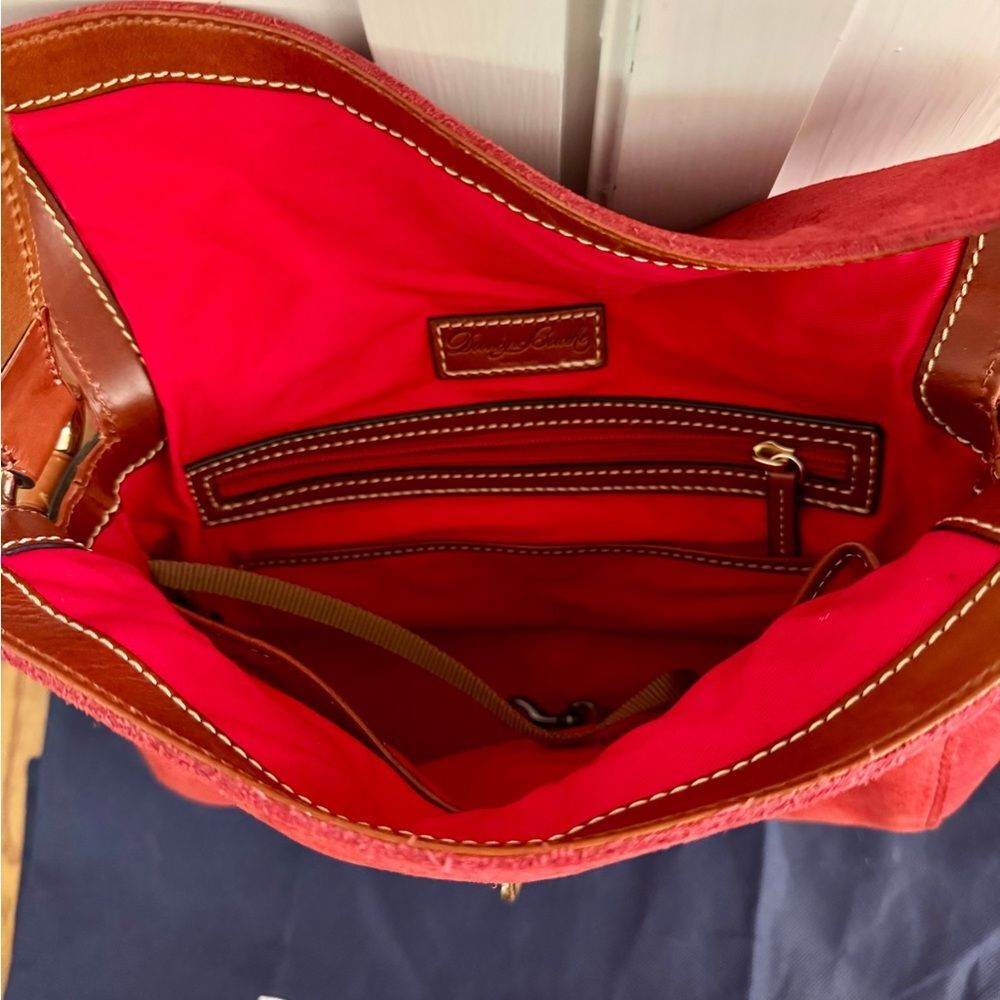 Dooney & Bourke Red Suede Libby Hobo Shoulder Bag - perfect holiday bag or gift! - Picture 4 of 4